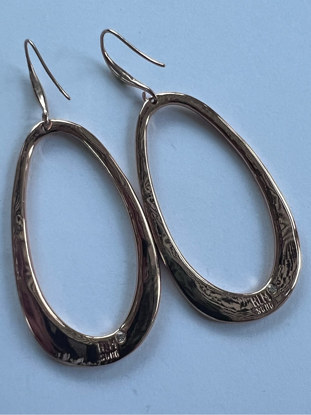 RLM soho robert lee morris rose gold huge open oval ovoid hoop earrings